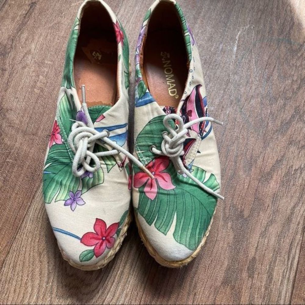nomad Floral y2k boho woven platform shoes